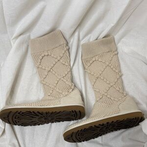 Ugg Argyle Sweater Knit Ivory Boots Women’s 7